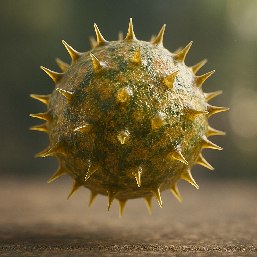 A preliminary AI-rendered representation of a sunflower pollen grain, subject to further verification for botanical accuracy.