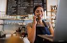 cafe owner on the phone