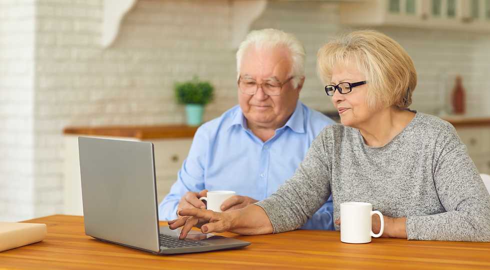 elderly using laptop