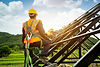 Man on steel erection construction site