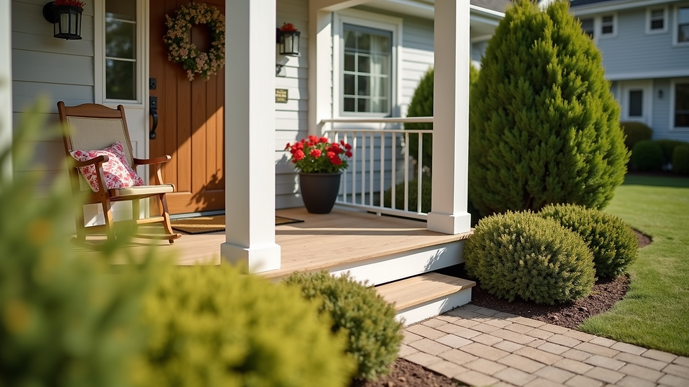 Close-up view of a welcoming front porch of a residential care home