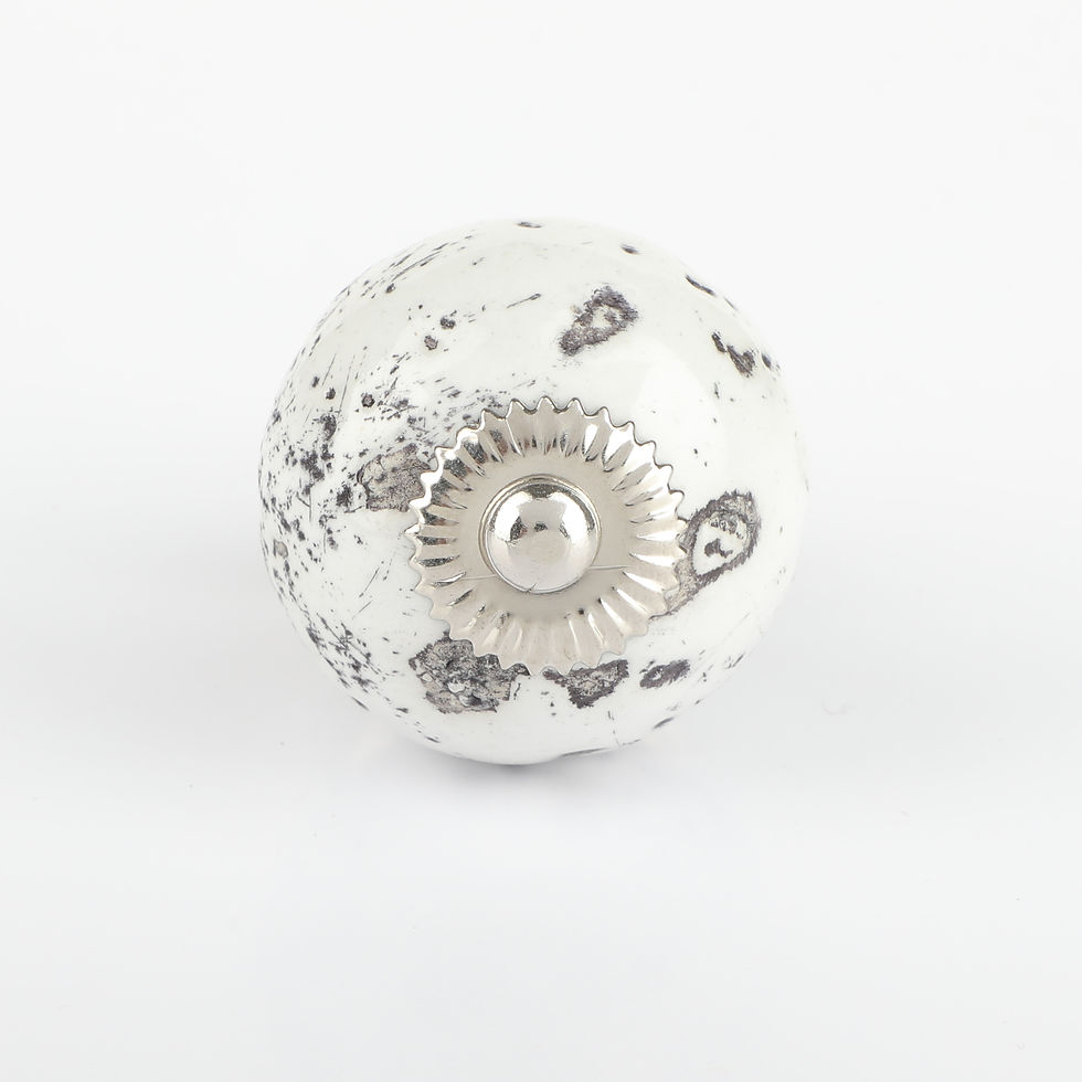 Thumbnail: White Distressed Round Ceramic Knob