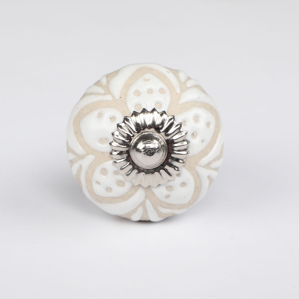 Thumbnail: Engraved Leaves Round Ceramic Knob