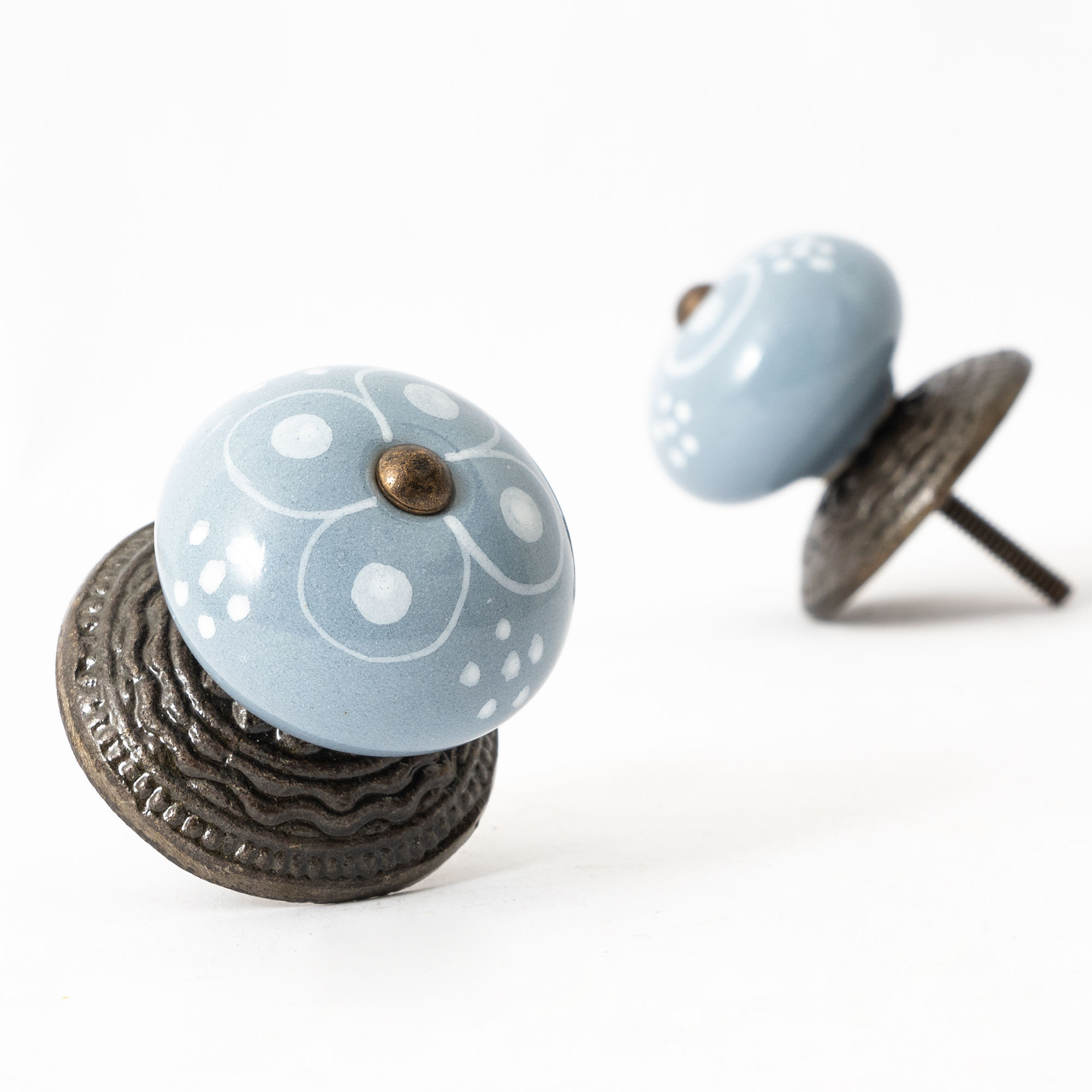 Grey Round Ceramic Knob