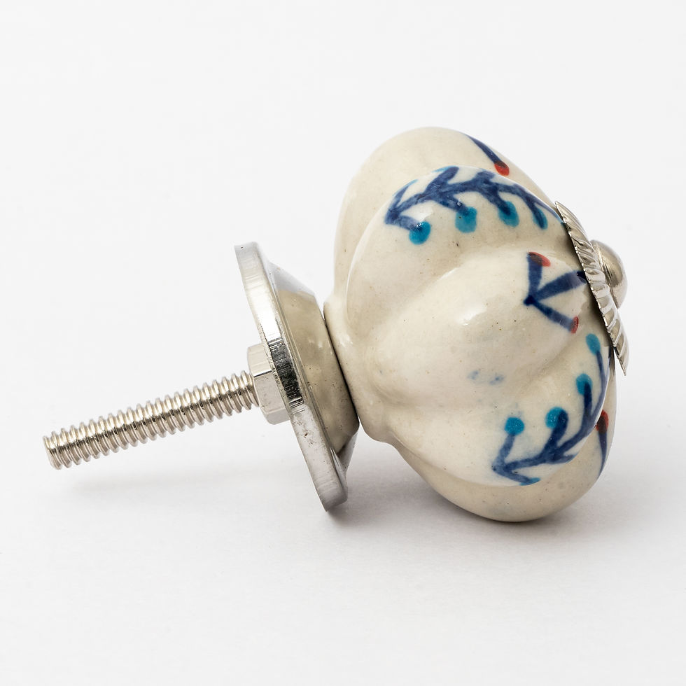Thumbnail: Hand-Painted Floral Ceramic Drawer Knob with Silver Accent