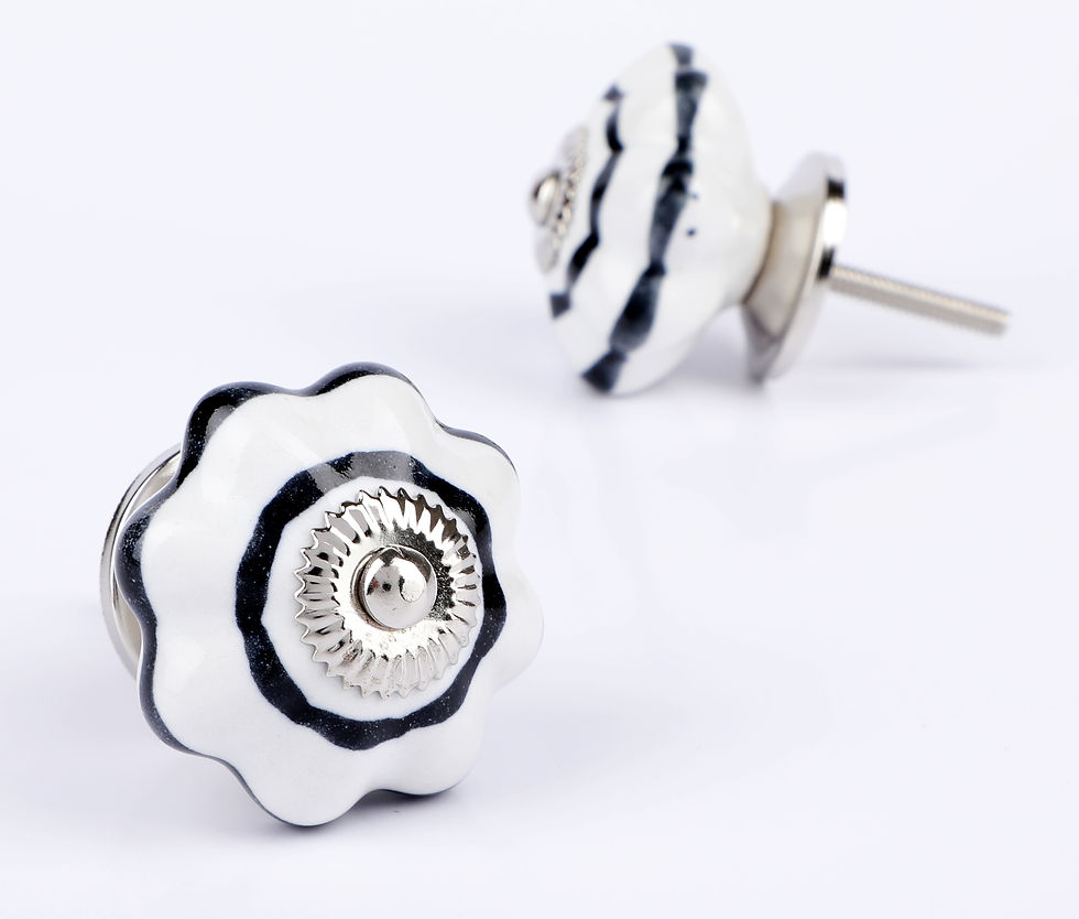 Thumbnail: White Black Floral Ceramic Knob