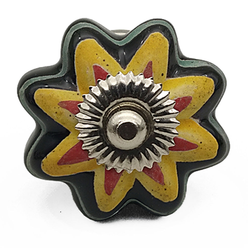 Yellow Floral Ceramic Knob