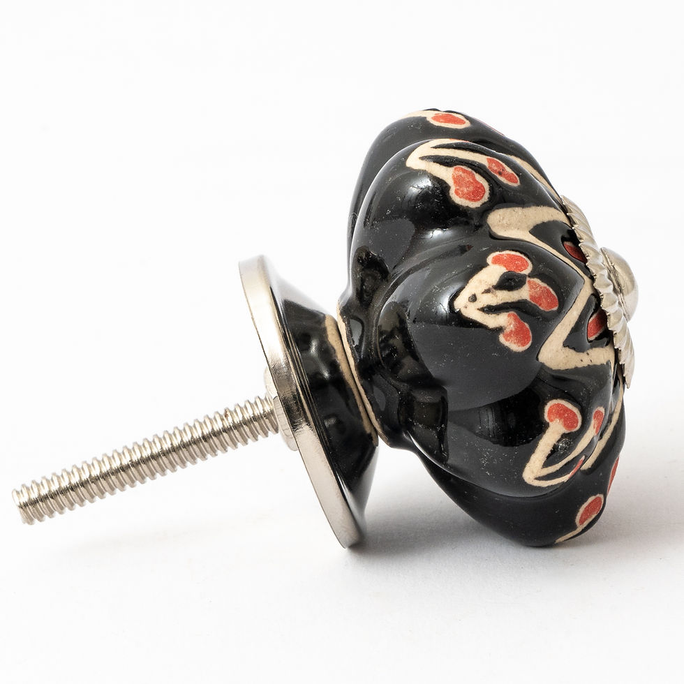 Thumbnail: Black Orange Floral Ceramic Knob