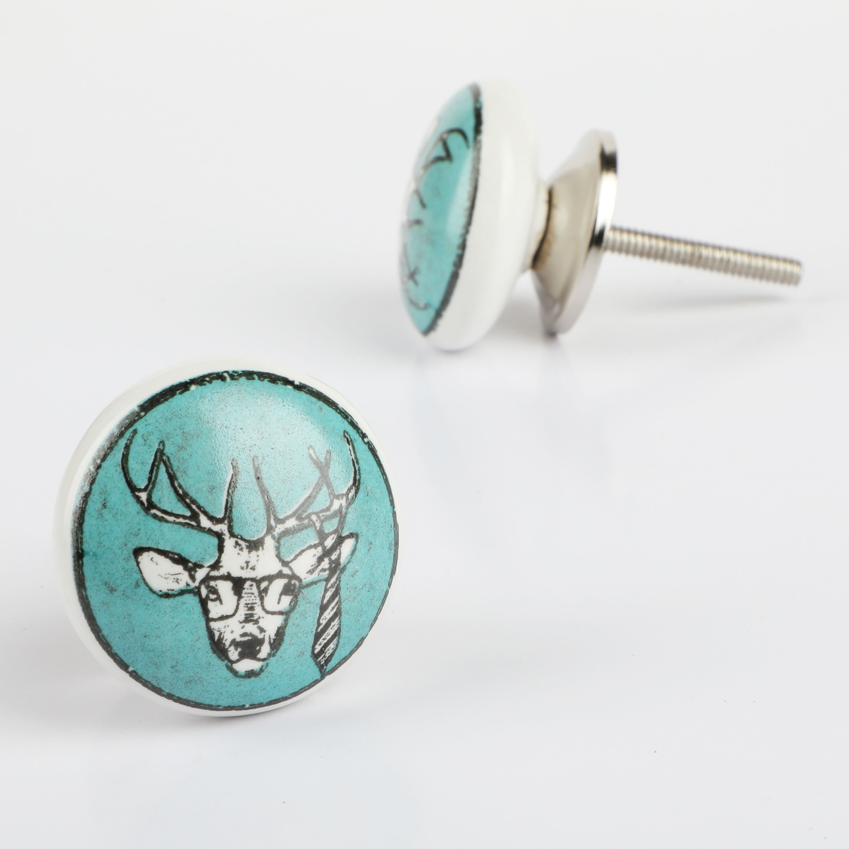 Aqua Kids Print Ceramic Knob