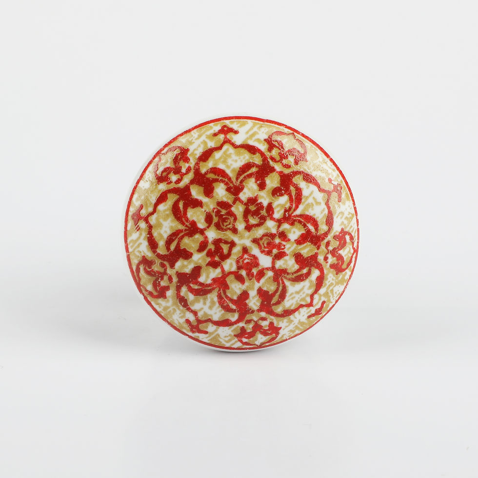 Thumbnail: Brown Floral Print Ceramic Knob