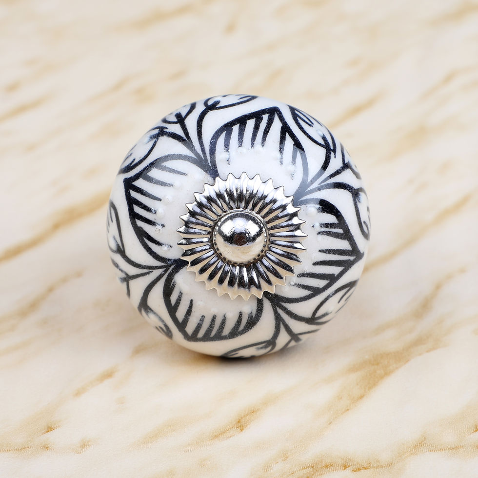 Ivory Black Round Ceramic Knob