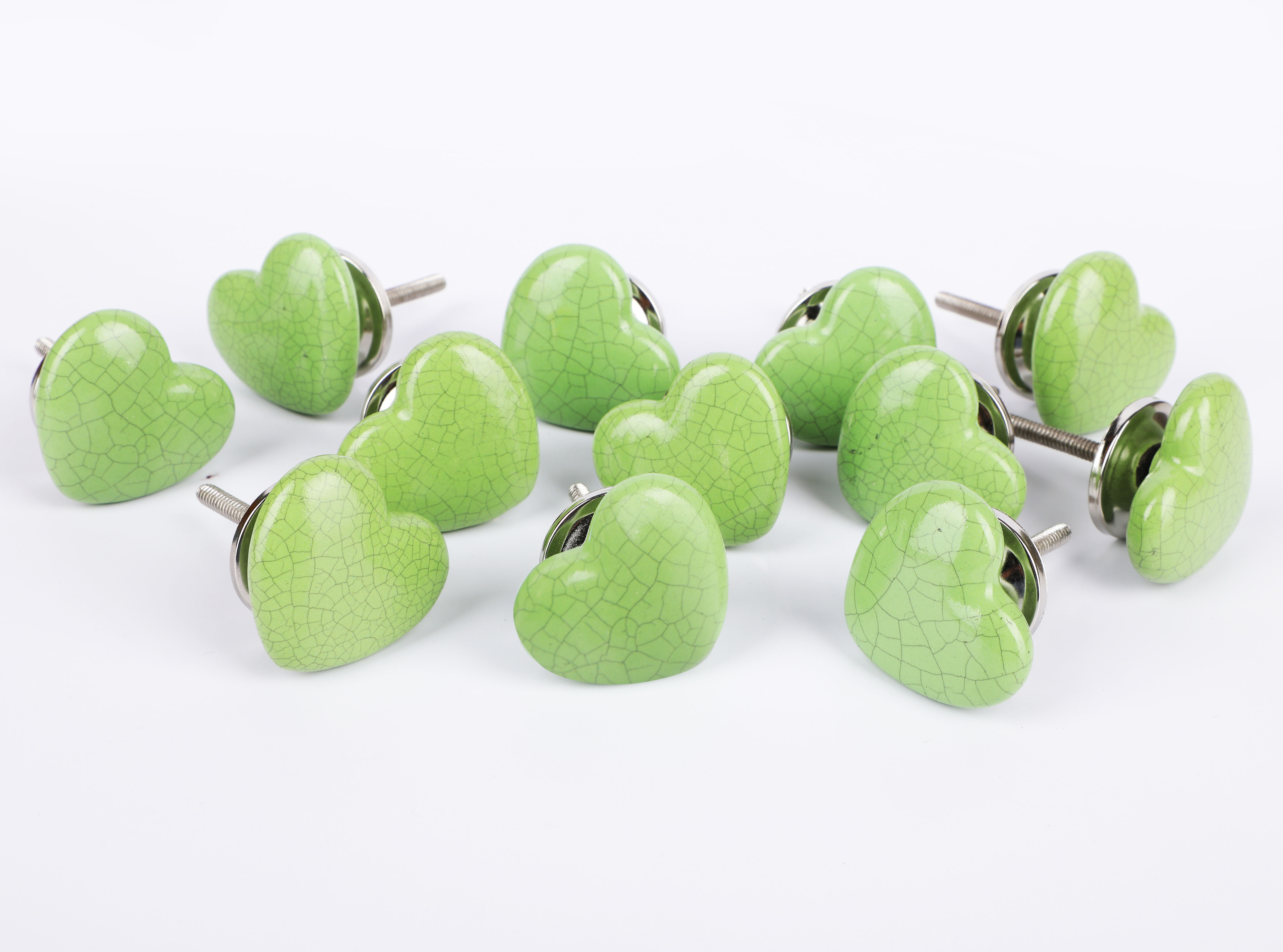 Heart Green Crackle Knob