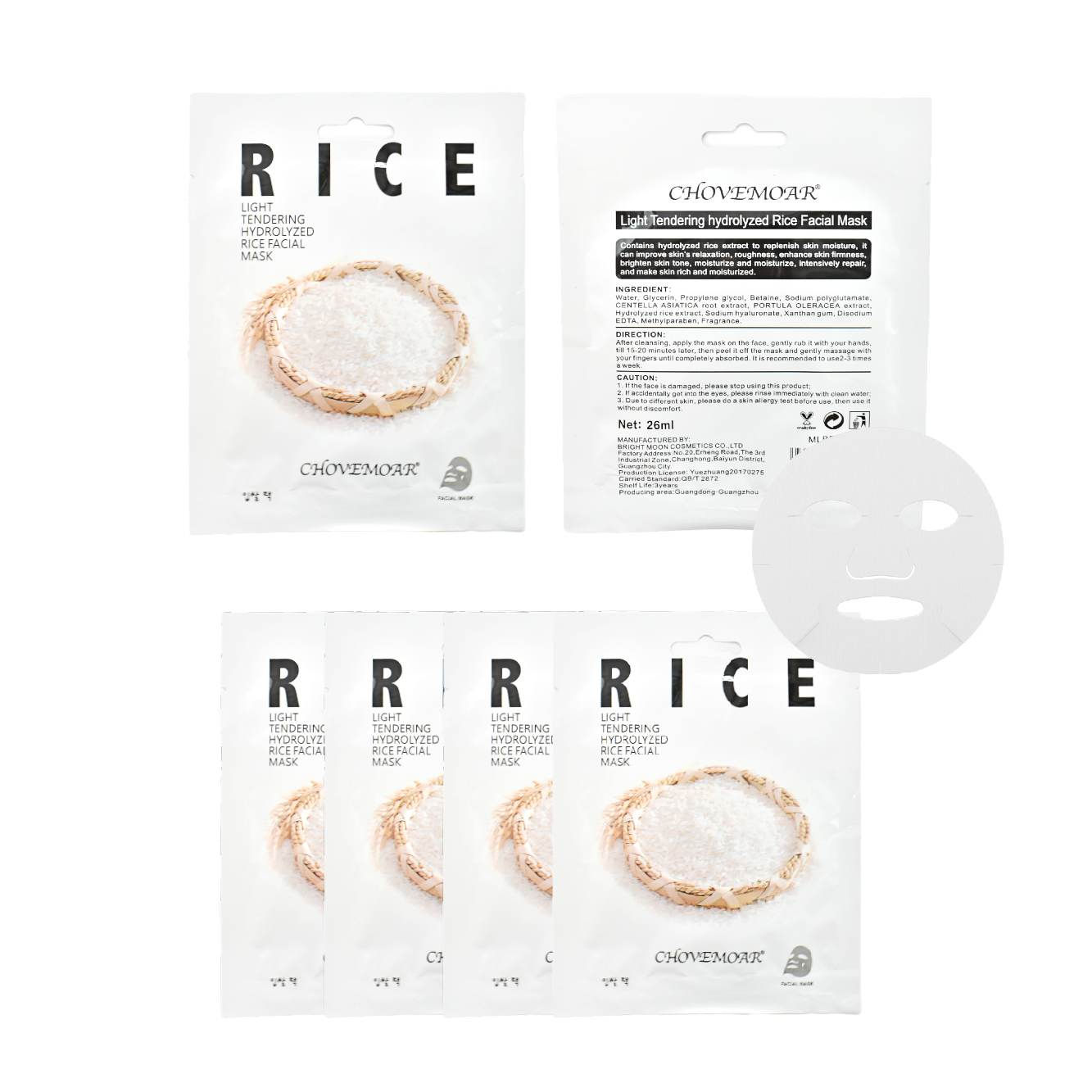 MASCARILLAS DE ARROZ SOBRE BLANCO CHOVEMOAR 26ML
