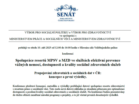 Konference: Efektivní prevence vážných nemocí, dostupnost a kvalita sociálně zdravotních služeb