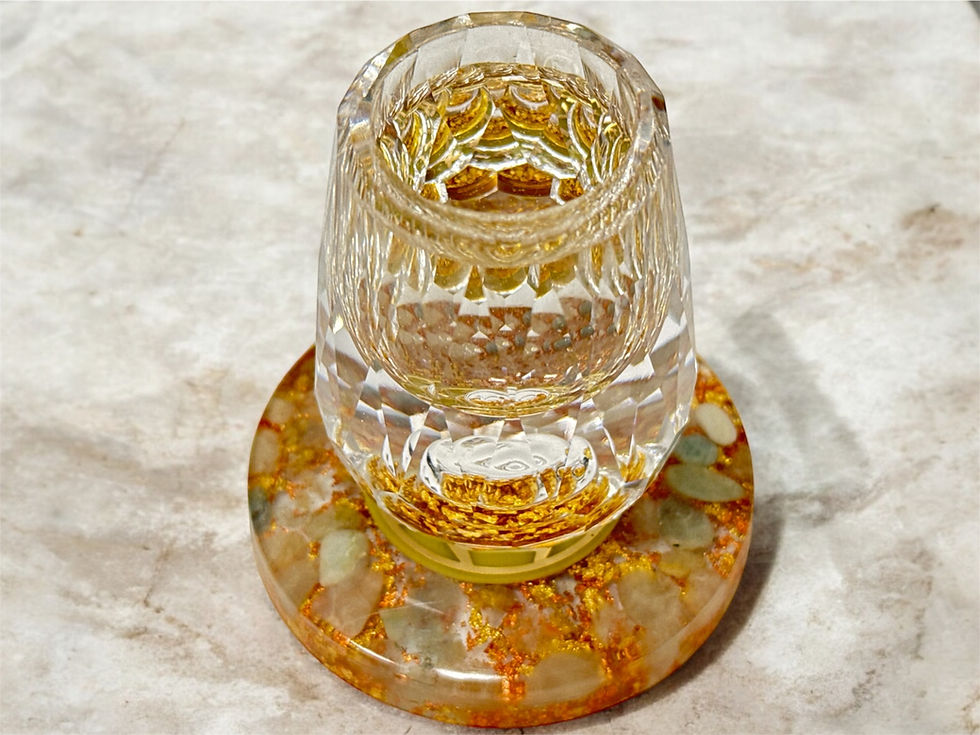 Miniature : Aquamarine Energy Disc with Gold-Plated Enneagram