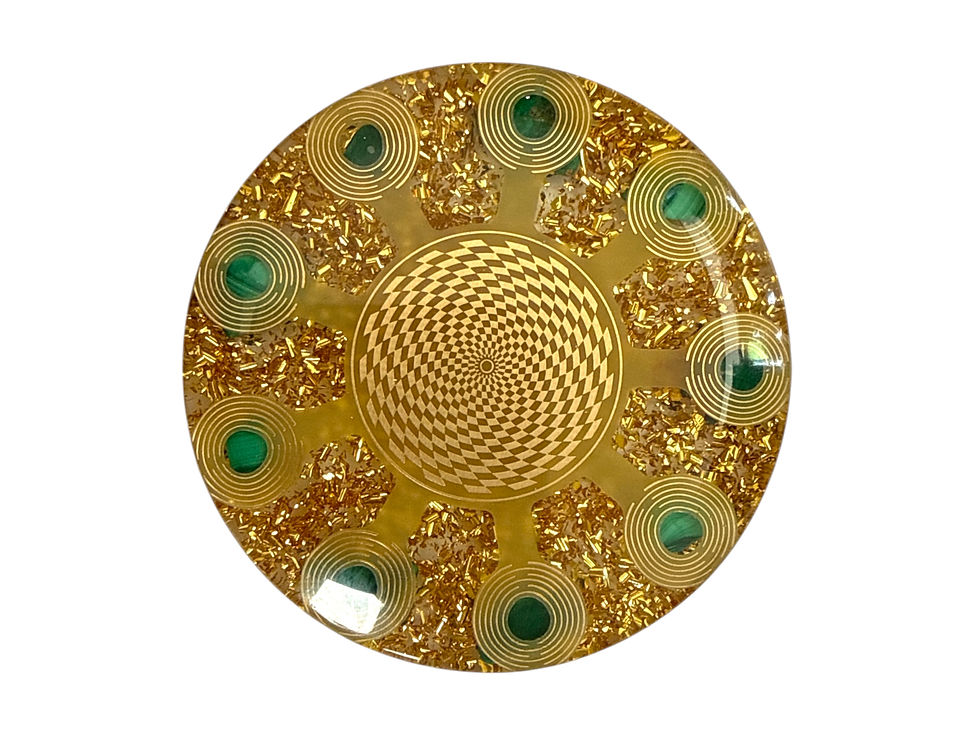 Miniature : Advanced EMF / 5G Protection Orgone Disc with Malachite