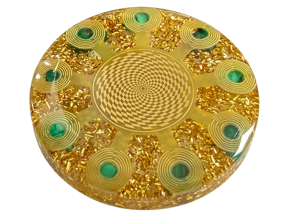 Miniature : Advanced EMF / 5G Protection Orgone Disc with Malachite