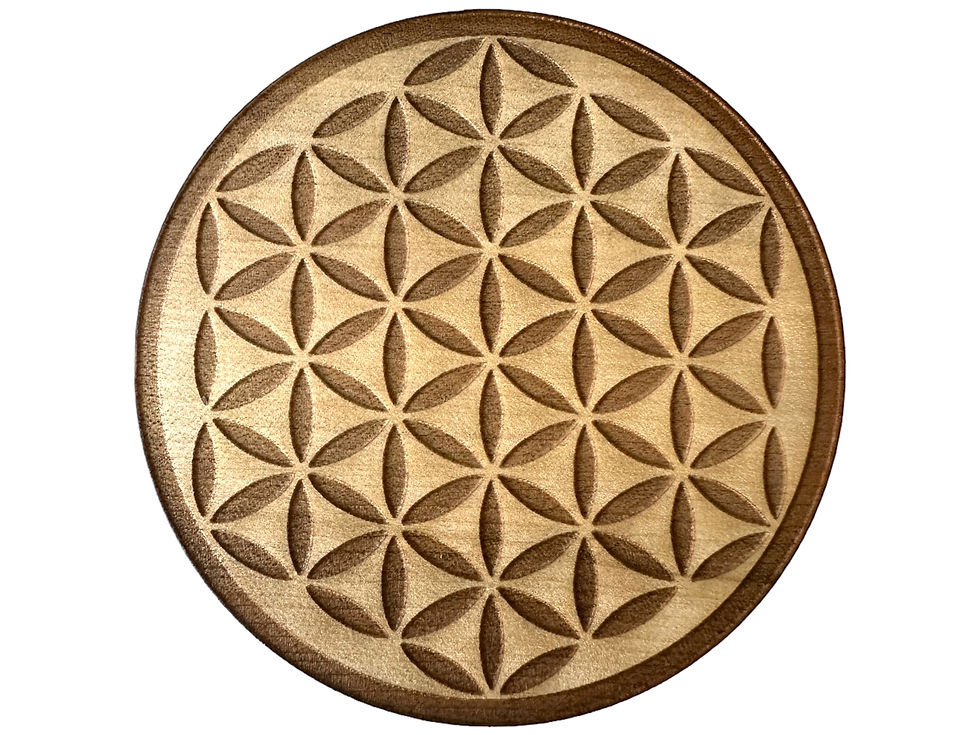 Miniature : Flower of life wooden coaster set of 4