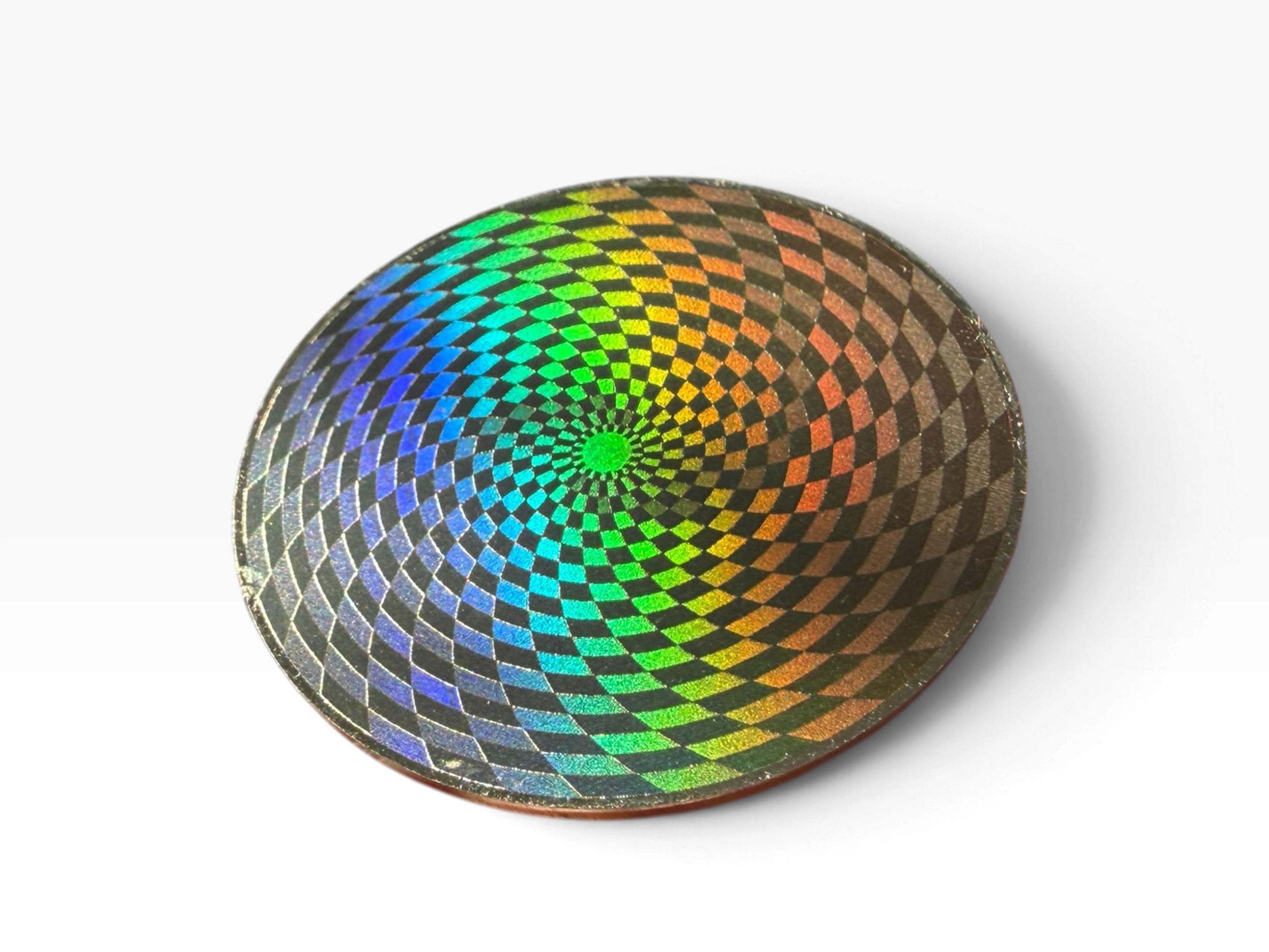 Holographic Vortex Disc 35 mm, Stainless Steel Golden Ratio Spiral Plate
