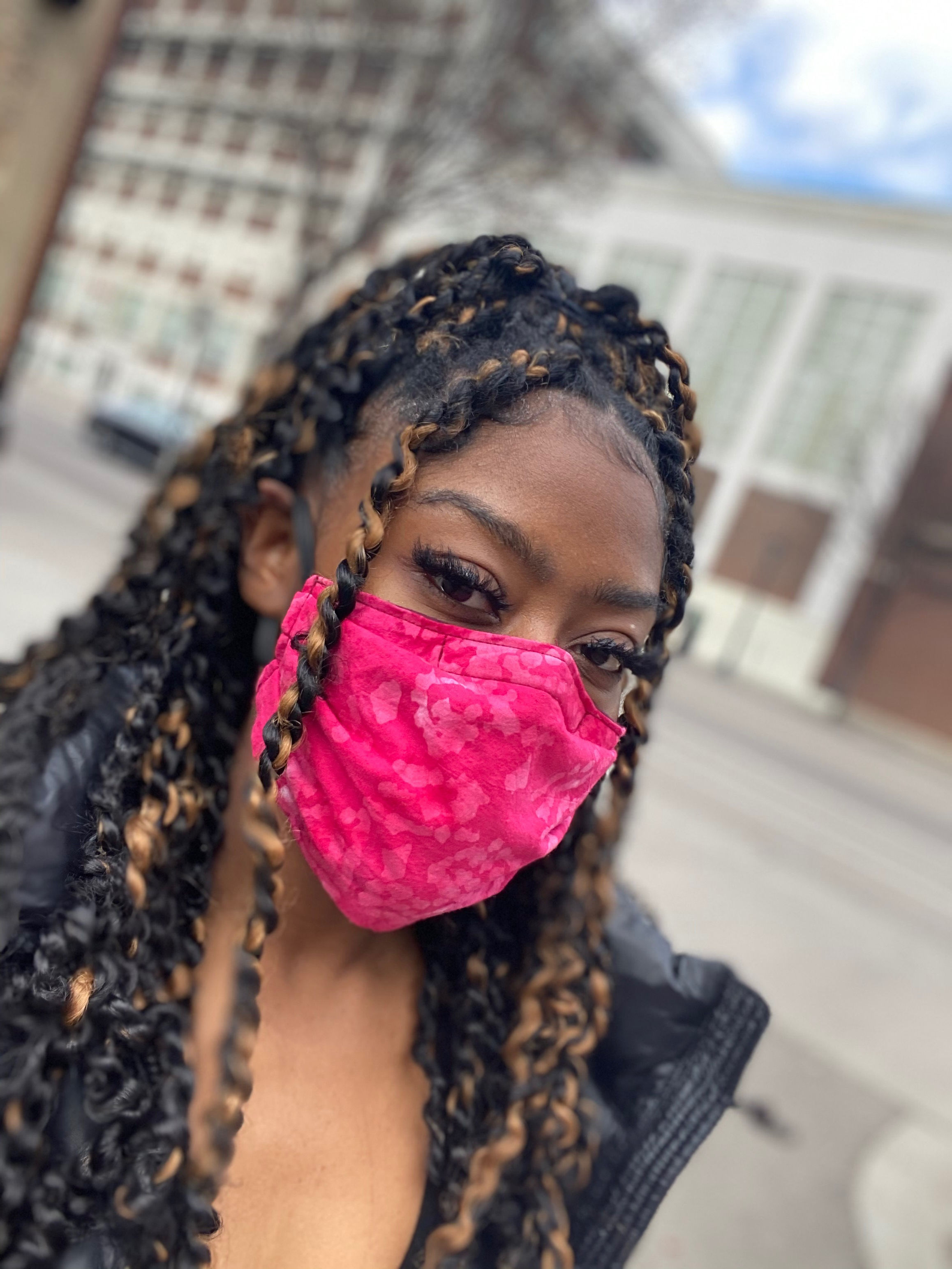 Tie Die Face Mask w/ reverse-able plum side