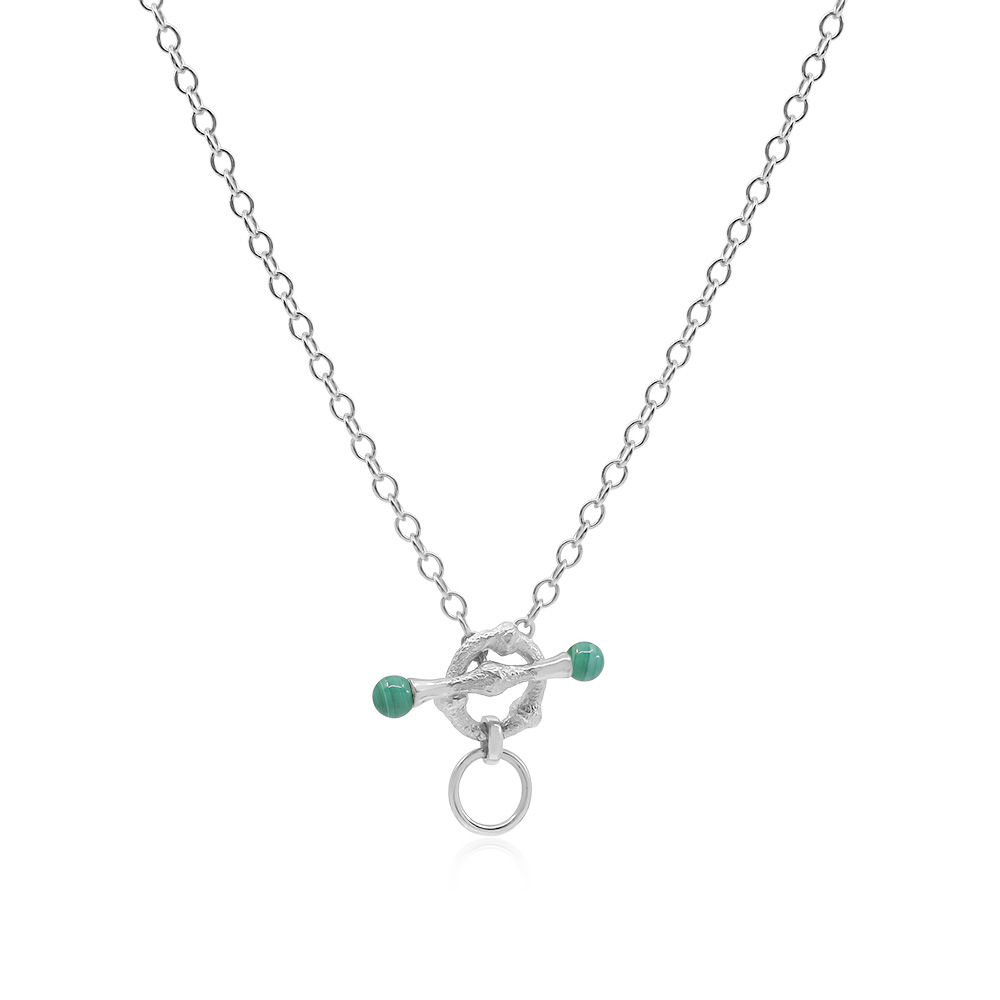 Dahlias T-bar Chain necklace - Malachite