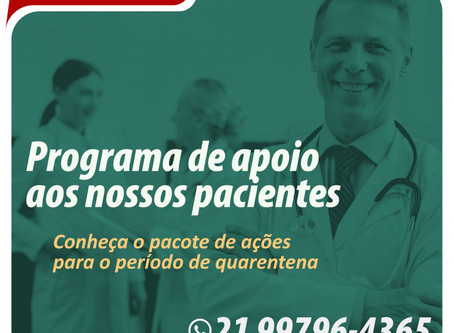 Coronavírus: Programa de apoio ao paciente da Clínica Rio de Janeiro