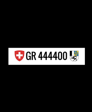 Sechsstellige Autonummer GR 444400 auf schwarzem Hintergrund