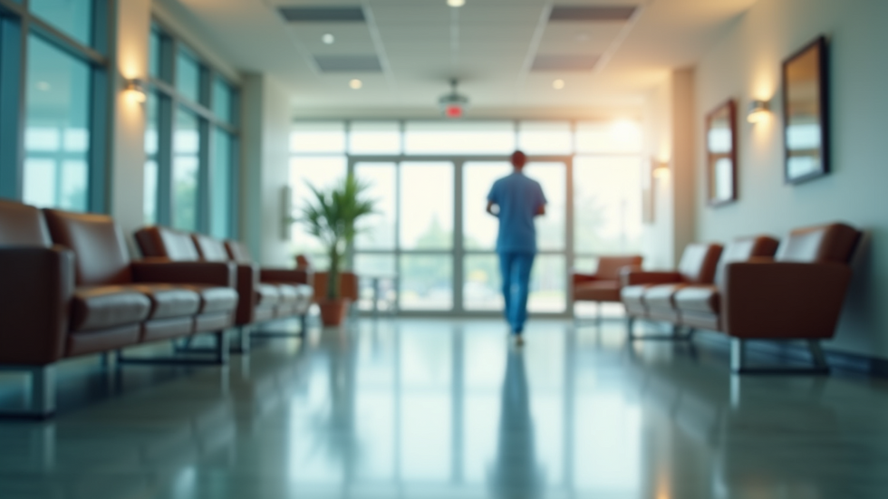 Eye-level view of a healthcare facility's waiting area