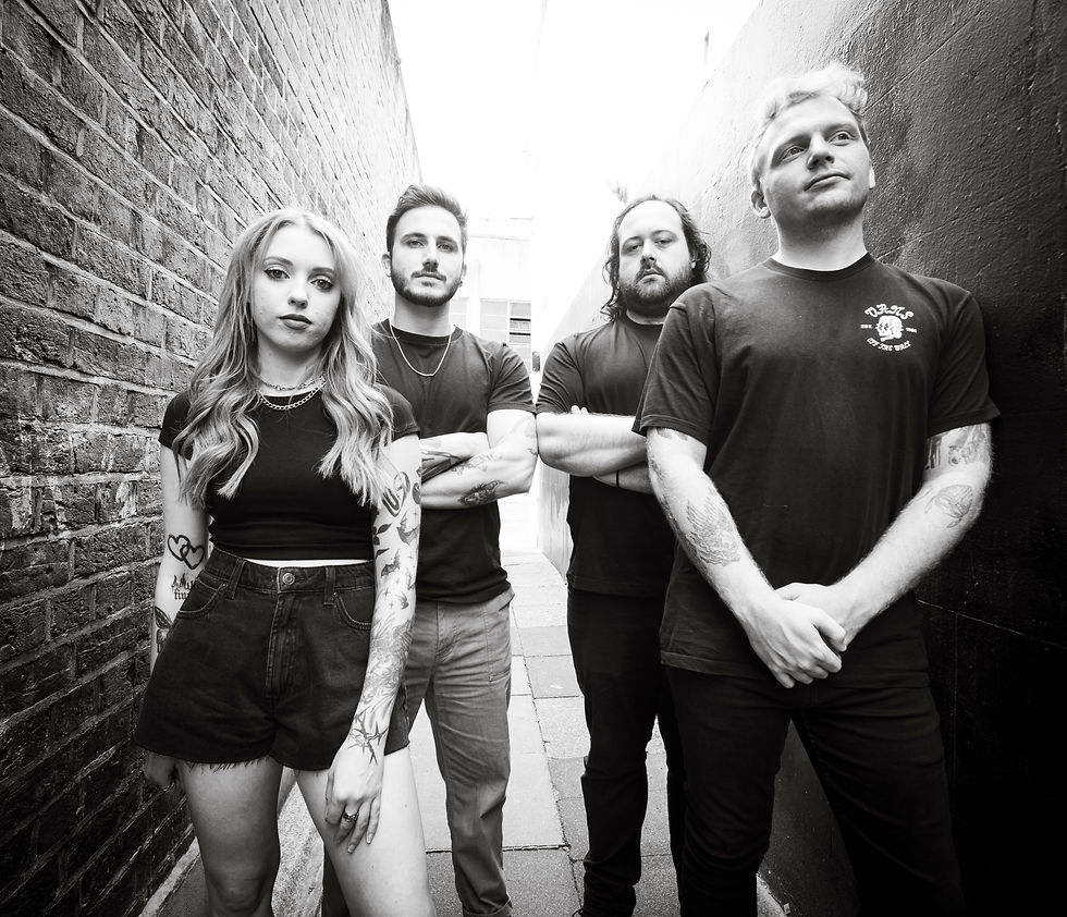 Band photo of Sypha, monochrome