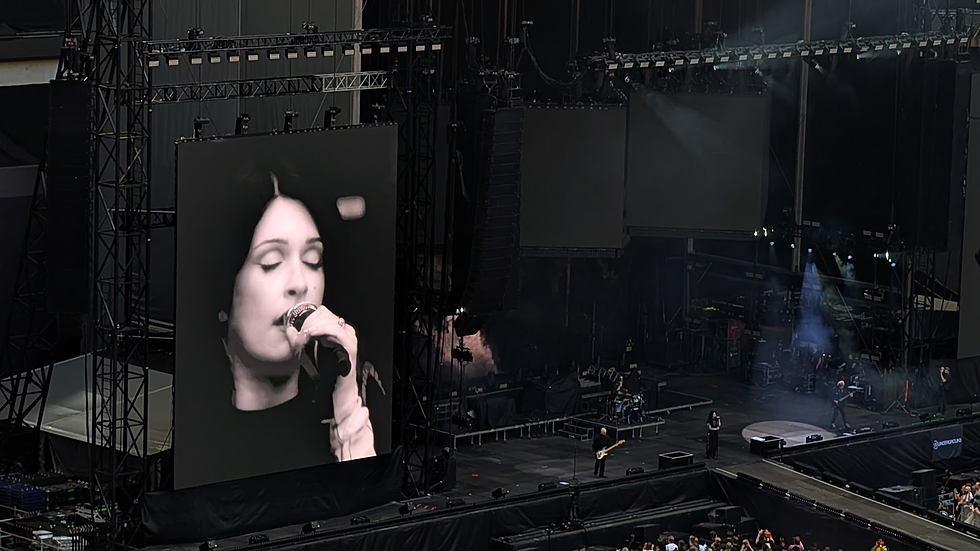Spiritbox on stage at Wembley Stadium
