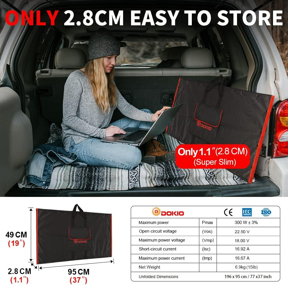 DOKIO 300W 18V Portable Solar Panel
