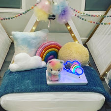 Rainbow theme slumber party