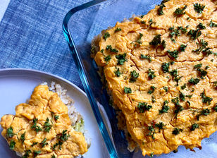 Vegan Broccoli & Rice Casserole with Tofu carrot sauce