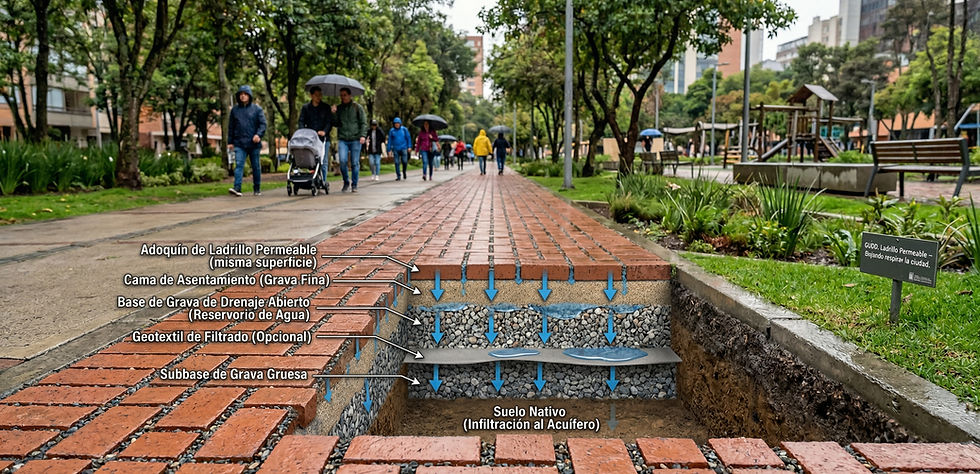 SUDS y ladrillo: cuando el espacio público vuelve a respirar