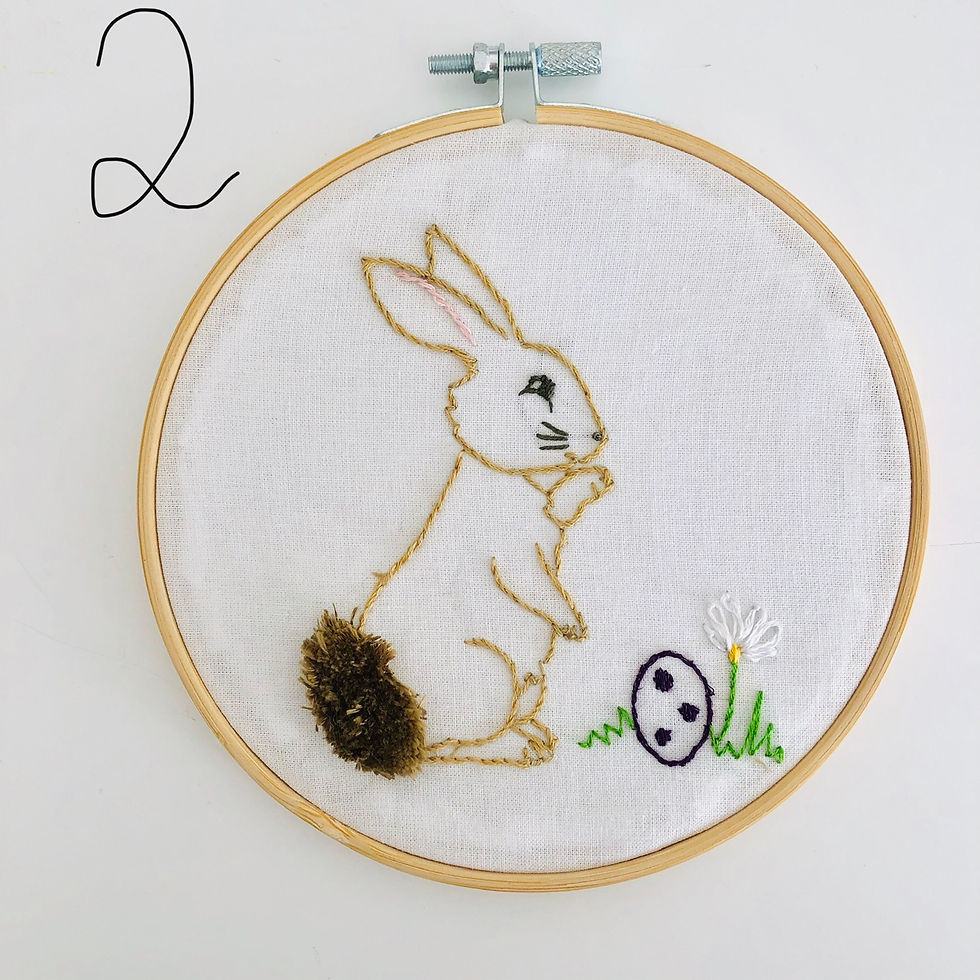 Miniature : Tambour/tableau brodé petit lapin