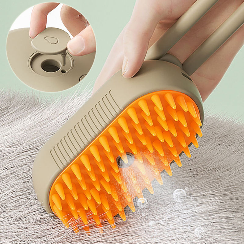 Thumbnail: 3-in-1 Electric Steam Pet Brush – Cat & Dog Grooming Comb with Spray