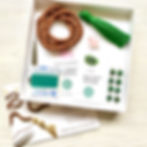 Heart Chakra mala making kit including all the materials: sandalwood or rudraksha beads, thread, guru bead and tassel