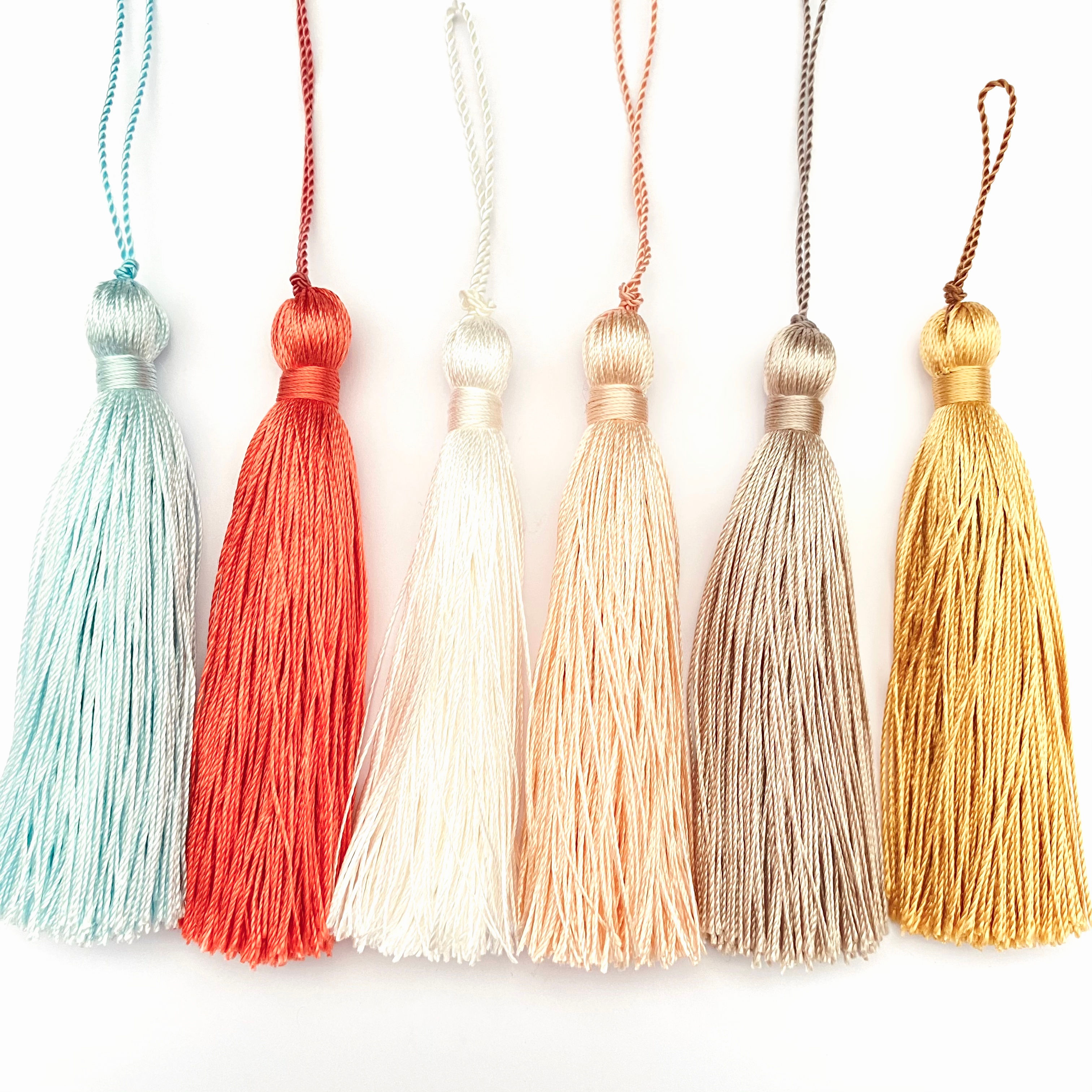 set of 100% silk tassels hand made in Switzerland for jewellery making projects