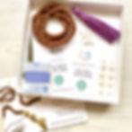 Crown Chakra mala making kit including all the materials: sandalwood or rudraksha beads, thread, guru bead and tassel