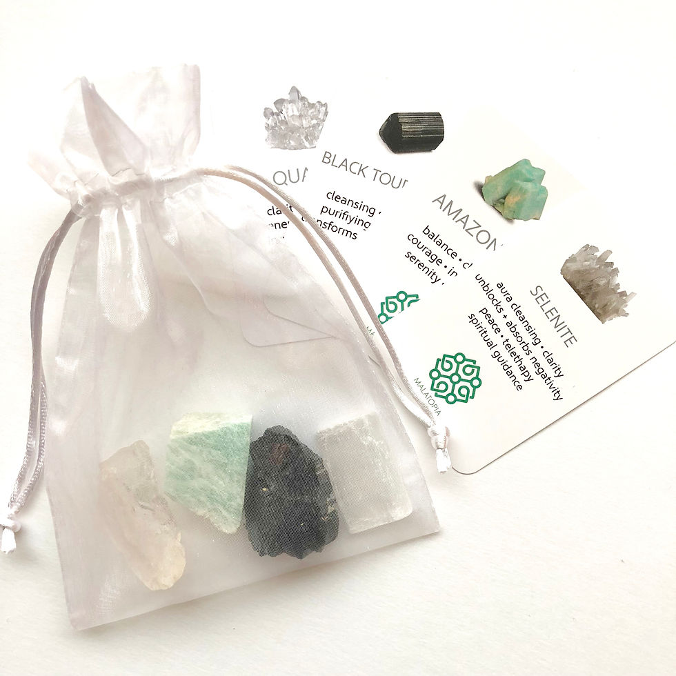Thumbnail: Deluxe Smudging Ritual Kit containing palo santo, white sage, ceramic abalone shell and crystals in a beautiful gift box