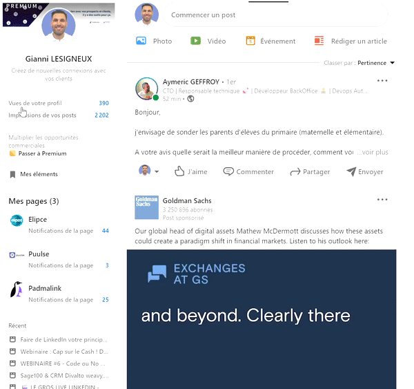 vues de profil linkedin compte premium