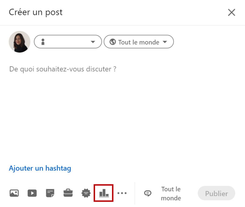 Image montrant l'icône sondage sur LinkedIn