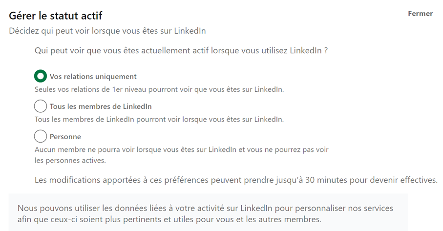 gérer le statut actif