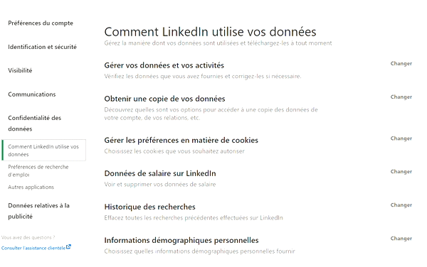 changer la visibilité de mes relations linkedin