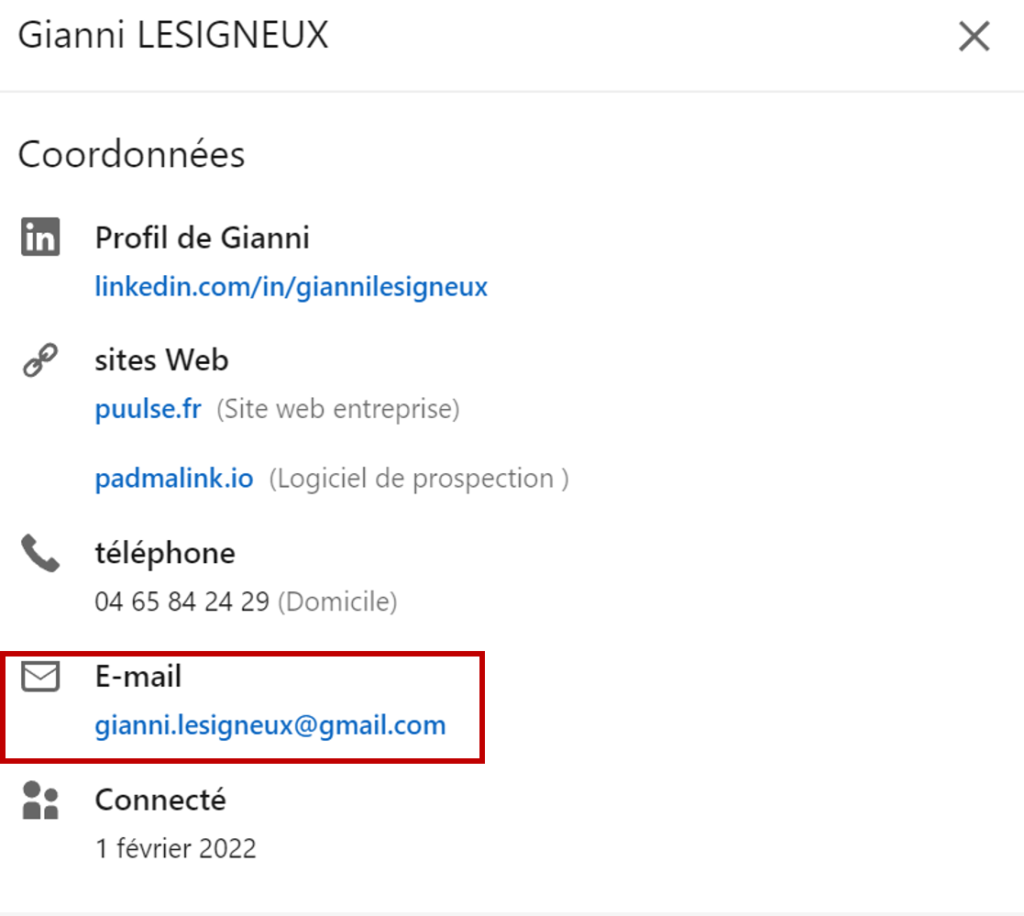 Image montrant l'email du prospect