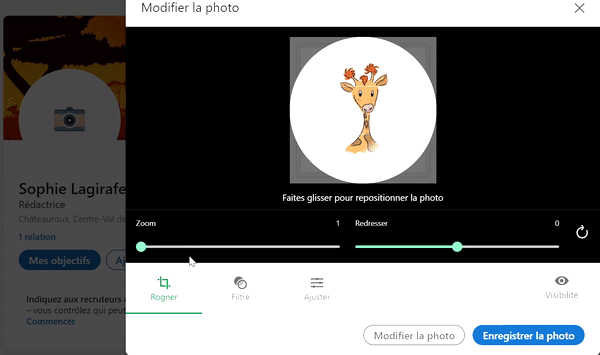 ajouter ma 1ère photo de profil linkedin