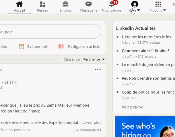Ouvrir le post et l'activité