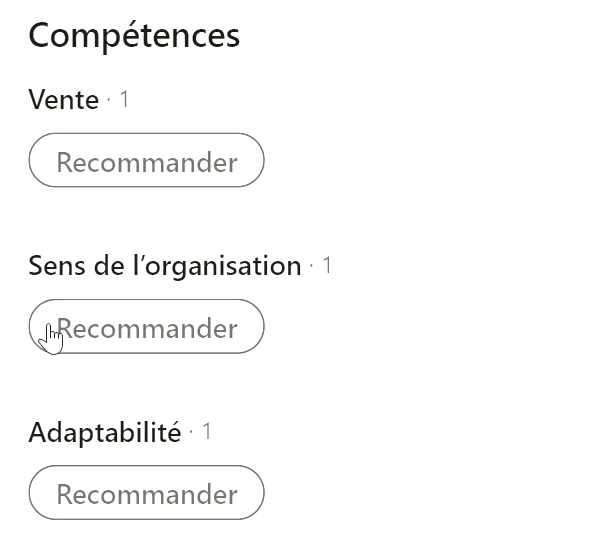 recommander une compétence LinkedIn