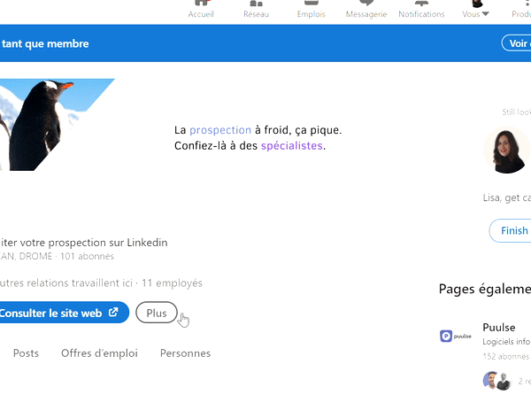 Méthode pour signaler un abus d'une page entreprise