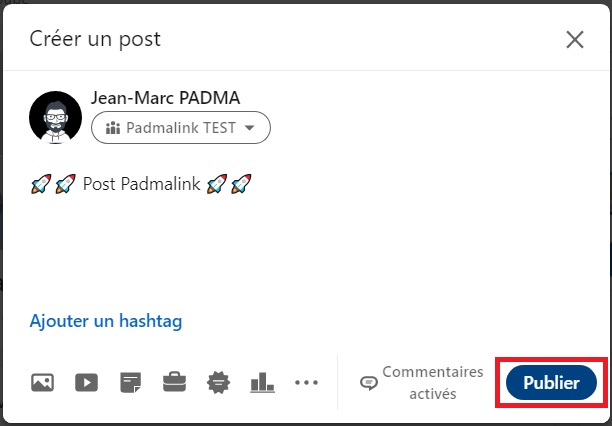 publier un post linkedin avec émojis